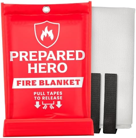 Prepared Hero Emergency Fire Blanket - 1 Pack - Fire Suppression Blanket for Kitchen, 40” x 40” Fire Blanket for Home, Fiberglass Fire Blanket