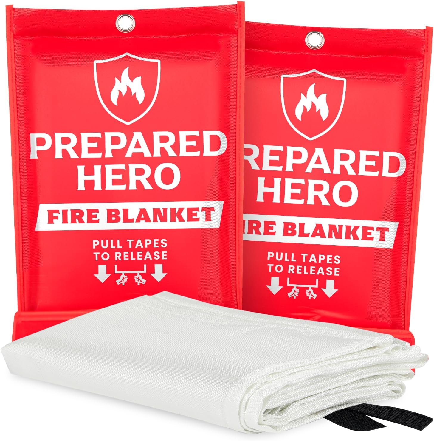 Prepared Hero Emergency Fire Blanket - 2 Pack - Fire Suppression Blanket for Kitchen, 40” x 40”, for Home, Fiberglass Fire Blanket.