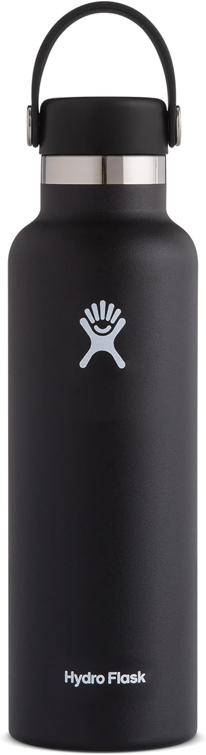 Hydro Flask Stainless Steel Standard Mouth Water Bottle with Flex Cap and Double-Wall Vacuum Insulation