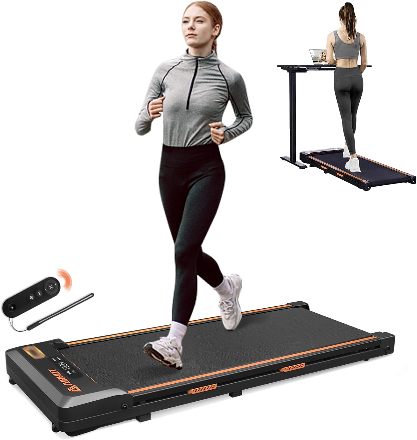 Under Desk Treadmill, Walking Pad 2 in 1 for Walking and Jogging, Portable Walking Treadmill with Remote Control Lanyard for Home/Office, 2.5HP Low-Noise Desk Treadmill in LED Display