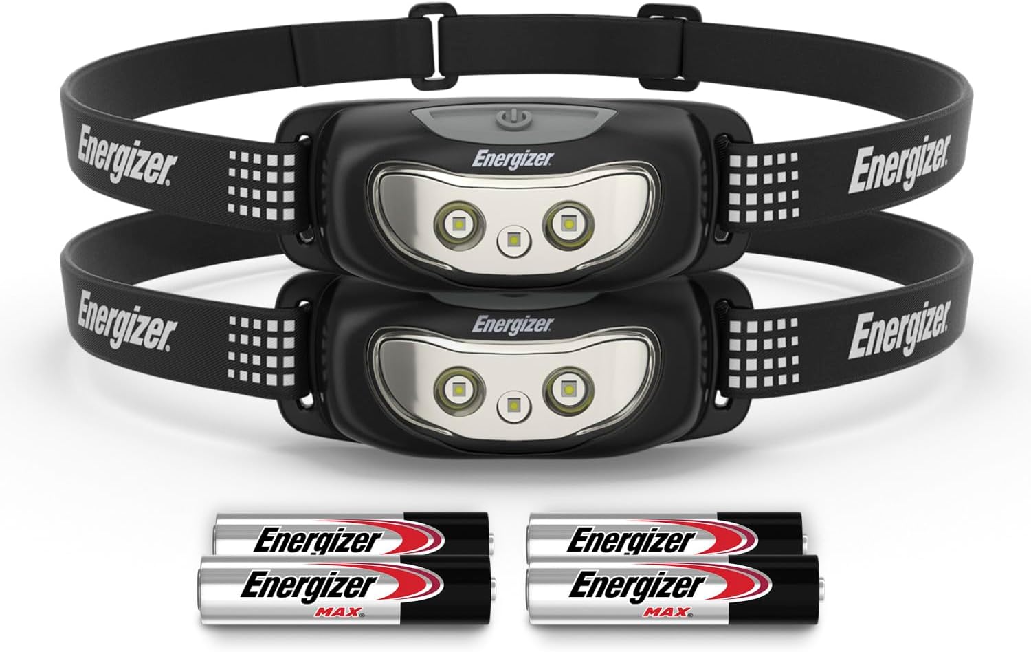 Energizer Universal Plus LED Headlamp, Lightweight Bright Headlamp for Outdoors, Camping and Emergency Light for Adults and Kids, includes Batteries, Pack of 2