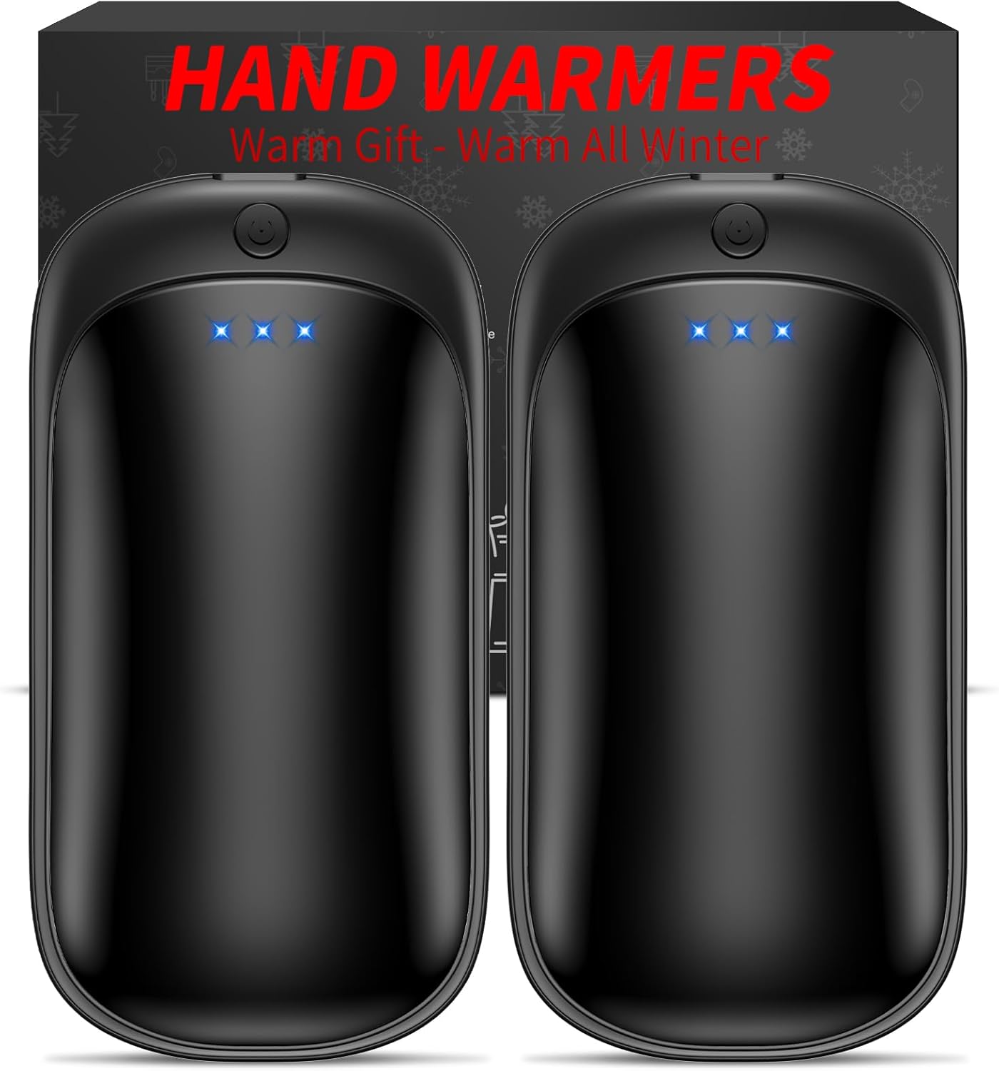 2 Pack Hand Warmers Rechargeable, Portable Electric Hand Warmers Reusable, USB Handwarmers, Outdoor/Indoor/Warm Gifts for Men Women Kids (Black&Black*2)