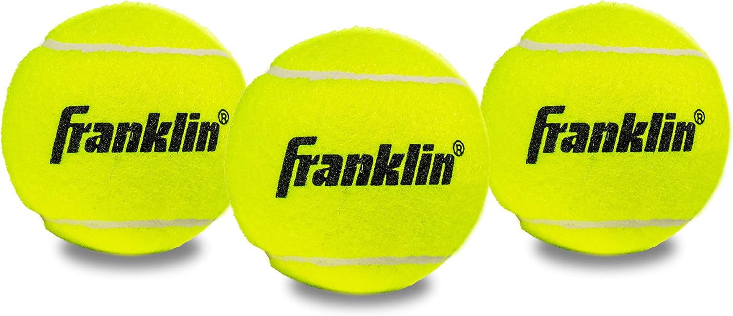 Franklin Sports Pressureless Tennis Balls - Official Size Low Pressure Tennis Balls - Great for Training + Practice - Low Bounce Tennis Balls - All Court Surface Tennis Balls - Carry Bag Included