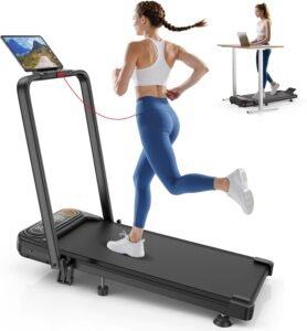 Walking Pad with 8% Incline, Upgrade 3.5HP Low Noise Treadmill with Handle Bar, Trisomy 4 in 1 Portable Under Desk Treadmills for Home/Office, 330lbs Capacity, Remote Control & Transparent LED Display