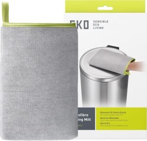 EKO Microfiber Cleaning Mitt for Stainless Steel – Lint-Free Reusable Polishing Cloth & Cleaning Glove, Machine Washable Streak-Free Cloth for Kitchen Appliances, Trash Can, Faucet, Mirror & Car