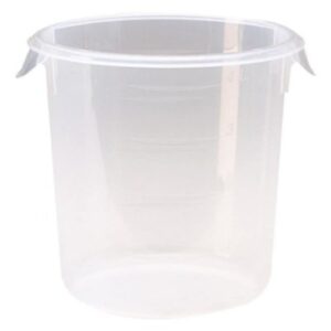 Rubbermaid Commercial Products Plastic Round Food Storage Container with Bail Handle, 4 Quart, Clear, High Temperature Range Food Organization/Storage for Wet/Dry Food in Kitchen/Restaurants/Cafeteria