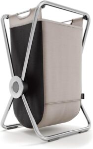 simplehuman single x-frame laundry hamper, 100% recycled polyester removable laundry baskets with easy carry handles, heavy-gauge steel frame, chrome, 65L