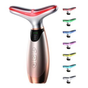 Facial Massager, 7 Colors Red Light Therapy for Face and Neck, Face Lift Device with 113°F Heating Vibration for Multi Skin Care