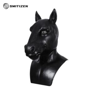 Smitizen Black Silicone Horse Mask Animal Headwear for Halloween Party Cosplay