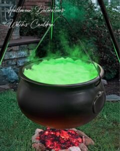 Halloween Decorations – Large Witches Cauldron on 54″ Tripod with Green Lights