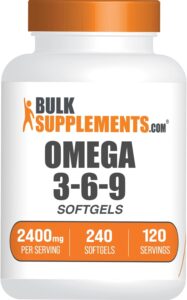 BulkSupplements.com Omega 3-6-9 Softgels – Triple Omega Supplement, from Flaxseed, Evening Primrose & Fish Oil- 2 Softgels per Serving, 240 Count (Pack of 1)
