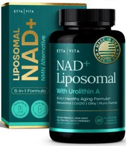 Liposomal NAD+ Supplement – Resveratrol, Urolithin A, CoQ10 & Muira Puama (Made in USA) NAD Supplement for Natural Energy, Brain Fog, Digestion, Detox, Gut Health, Microbiome, NR NMN Replacement