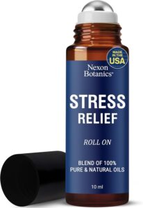Stress Relief Essential Oil Roll-On 10 ml – Natural Stress Relief Blend with Lavender, Geranium & Frankincense Oils – Prediluted Roller for Calming Aromatherapy – Nexon Botanics
