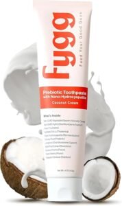 Fygg Fluoride-Free Toothpaste with Prebioitics – Coconut Cream Flavor (4oz) | Nano-Hydroxyapatite Remineralizing for Sensitive Teeth, Whitening & Enamel Repair
