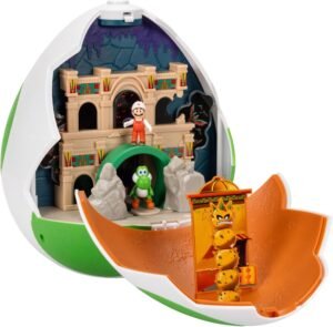 The Super Mario Galaxy Movie – 9-Inch Yoshi Egg Playset with 1.5” Yoshi and Exclusive Fire Mario Action Figures, Opens to Reveal Double-Sided Playset!