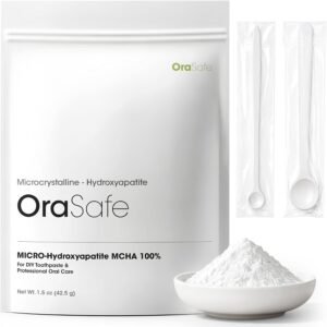 Micro Hydroxyapatite Powder Pure MCHA Calcium Phosphate Ingredient 42.5g (1.5 oz) for DIY Tooth Powder, Oral Care Formulations and Soap Making Fluoride Free