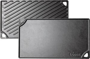 Lodge Reversible Cast Iron Grill/Griddle Pan 16.75 x 9.5 – Pre-Seasoned Dual-Sided Double Burner for BBQ, Eggs, Pancakes, Burgers – PFAS Free Cookware – Flat Top Plate for Oven, Grill, & Campfire