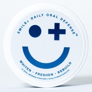 Smile+ Defense Pouches – Teeth Whitening, Nano Hydroxyapatite, Caffeine Free, Nicotine Free, Sugar Free – Enamel Repair & Remineralizing – Whiten, Freshen & Rebuild – Mint Ice, 15 Pouches (1 Tin)