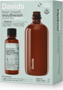 Davids Hydroxi Mouthwash Kit Remineralizing Enamel Health Mint 16 fl oz | Alcohol-Free & Fluoride-Free Formula, Relieves Dry Mouth, Powered by Nano-Hydroxyapatite, Fresh Mint Flavor