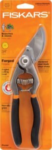 Fiskars Forged Steel Bypass Pruning Shears, Garden Tools, 3/4″ Cut Capacity