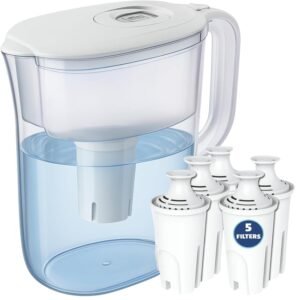 10-Cup Water Filter Pitcher with 5 Replacements, Electronic Change Reminder | Compatible Brita Water Pitcher Brita Filter Replacement