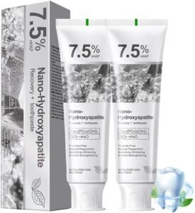 2-Pack 7.5% Hydroxyapatite Toothpaste, Fluoride-Free for Sensitive Teeth – Enamel Protection & Sensitivity Relief & Deep Clean, Gentle Mint Fresh Breath