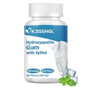 Hydroxyapatite Gum with Xylitol,Remineralizing Gum Sugar-Free，90 Pieces, Xylitol Gum, Good for Teeth Remineralization, Sugar-Free Mint Chewing Gum with Xylitol, Two pills after meals to freshen breath and clean teeth