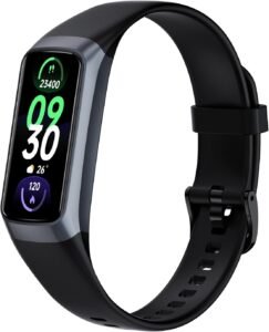 Fitness Tracker Activity Tracker Smart Watch 1.10”AMOLED Touch Color Screen,Smart Watch with 24/7 Blood Oxygen Heart Rate,Sleep Monitor,IP68 Waterproof,Step Counter Health for Women Men (Black)