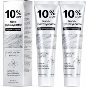 Nano Hydroxyapatite Toothpaste 10% nHA – Fluoride Free, Enamel Care & Sensitive Teeth Comfort – Natural Peppermint, Remineralizing & Gentle Whitening, 4.23 oz (2 Pack)