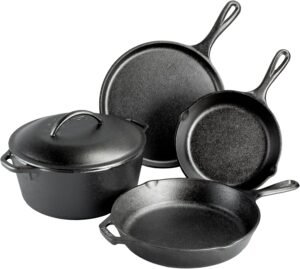 Lodge Cast Iron 5-Piece Set, PFAS-Free Pre-Seasoned Kitchen Set