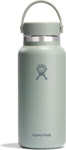 Hydro Flask Water Bottle – Insulated Stainless Steel – Wide Mouth Flex Lid, Non Spill, Leakproof and Refillable in 32 Oz Tonal Agave